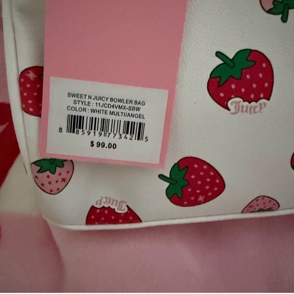 NWT Juicy Couture Sweet N Juicy White Strawberry Print Handbag - Picture 2 of 5